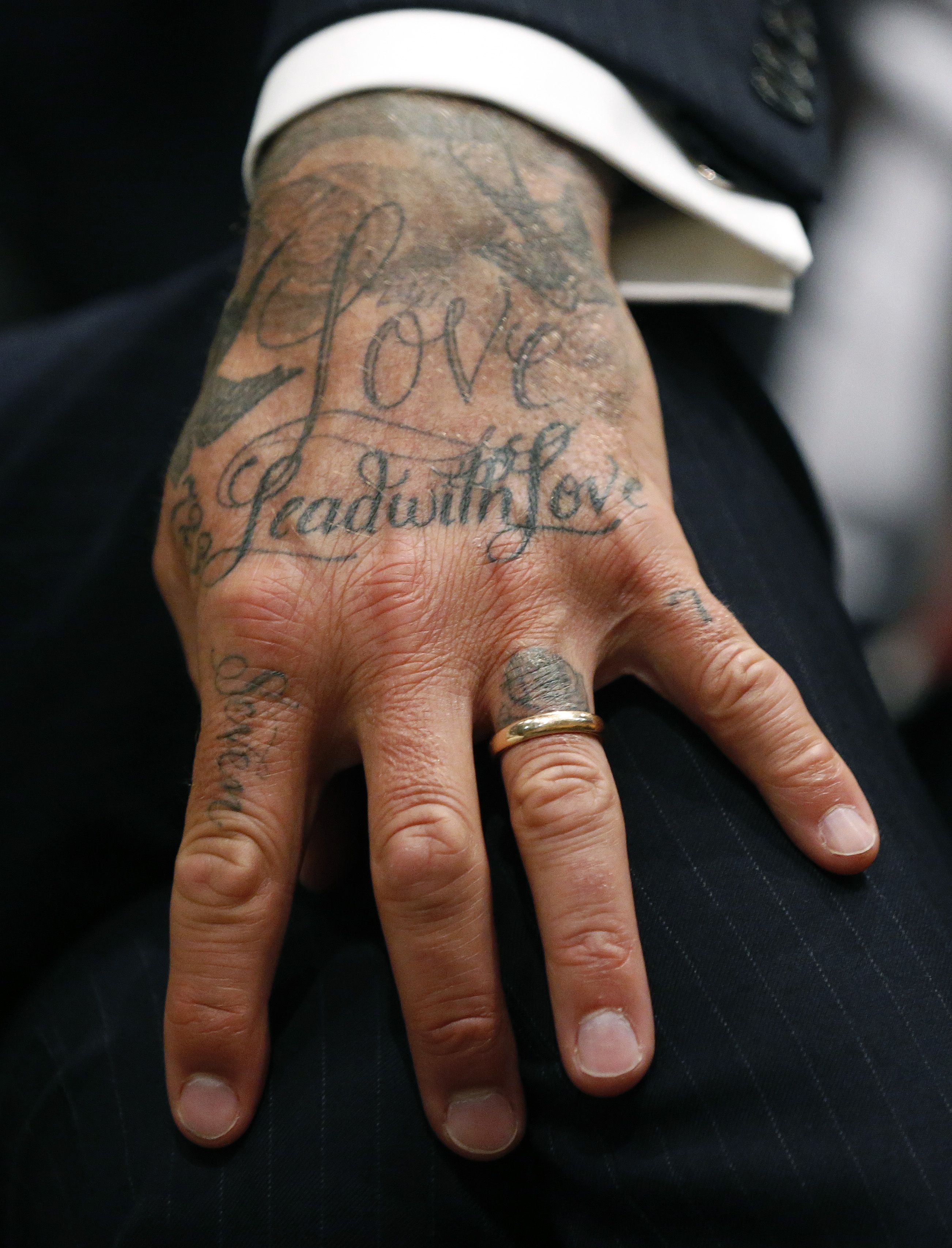 David Beckham's tattoos explained - from Victoria in Sanskrit and Hebrew  sayings to his new head inking and the angel on his arm | The Irish Sun